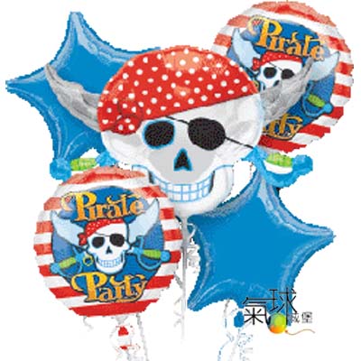 016-海盜骷髏頭生日球串祝生日快樂(外送需購滿2200元/外縣市地區另計)
