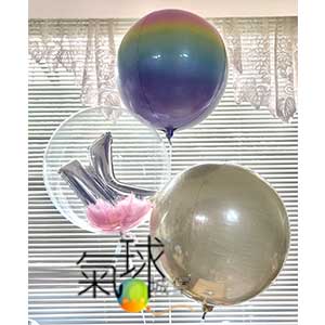 03-一串3顆空飄氣球內加英文字羽毛及兩顆立體圓球