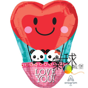 001.198-18"/45公分造型-熱氣球 熊貓LOVE YOU)/含充氦氣空飄170元