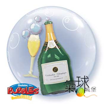 51.05-24吋/61公分雙層泡泡球/氣泡香檳Bubbles Champagne充氦氣空飄每顆400元/室內空飄3至5星期