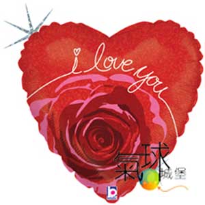 002.482-雷射45公分/18"心形-玫瑰玫瑰開花愛你(妳)Rose Blossom Love/含充氦氣空飄140元