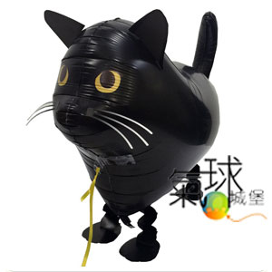 059-散步黑貓50cm寬35cm高(日本原裝進口寵物氣球，品質優良，色彩鮮豔，可以牽著走,一跳一跳的"超Q")充氦氣/每隻490元