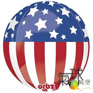 054.149-15"立體圓球: 美國國旗鋁箔球約38公分寬40公分高/充氦氣空飄600元(室內可空飄3星期~4星期)