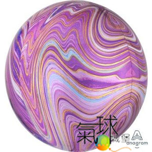 054.048.2-15"立體圓球: 紫色彩繪大理石紋約38公分寬40公分高/充氦氣空飄550室內可空飄3星期~4星期)