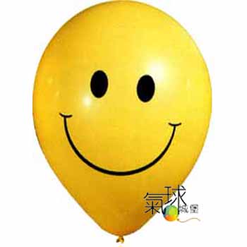 11-12吋笑臉氣球(黃色)100顆/包(適合低球柱使用)(充氦氣空飄每顆42元)