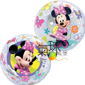 20.03-22吋/56公分單層泡泡球米妮蝴蝶結Tique/Minnie Mouse Bow-Tique充氦氣每顆420元/室內空飄2至4星期(Licensed Character)(兩面圖案不一樣)