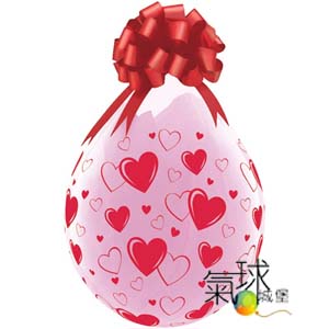 18024-18吋圓形透明球印滿佈愛的心HEARTS & HEARTS禮物包裝及爆破用球/每顆48元