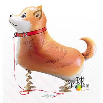 065-散步柴犬48cm寬42cm高(日本原裝進口寵物氣球，品質優良，色彩鮮豔，可以牽著走,一跳一跳的"超Q")充氦氣/每隻410元