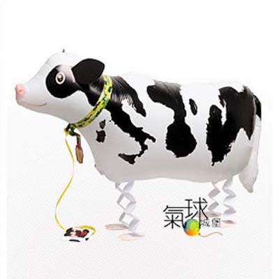 079-散步乳牛/充氣後64cm寬43cm高(日本原裝進口寵物氣球，品質優良，色彩鮮豔，可以牽著走,一跳一跳的"超Q"充氦氣/每隻410元